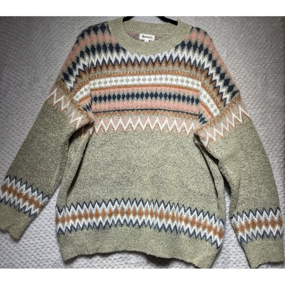 &MERCI Geometric Jacquard Knit Sweater Multicolored Comfy Soft Large - Picture 1 of 11
